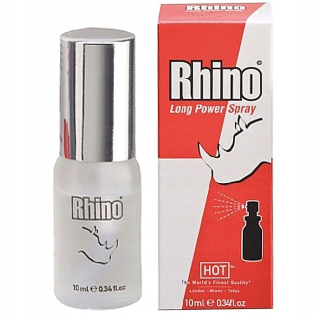 Hot Rhino Long Power Spray - Spray opóźniający, Przezroczysty, Bez smaku, 10 ml