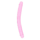 Двосторонній фалоімітатор RealRock Crystal Clear Double Dildo 13'', 34 см (рожевий)