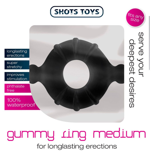Эрекционное кольцо Shots Gummy Ring, 4 см (черный)
