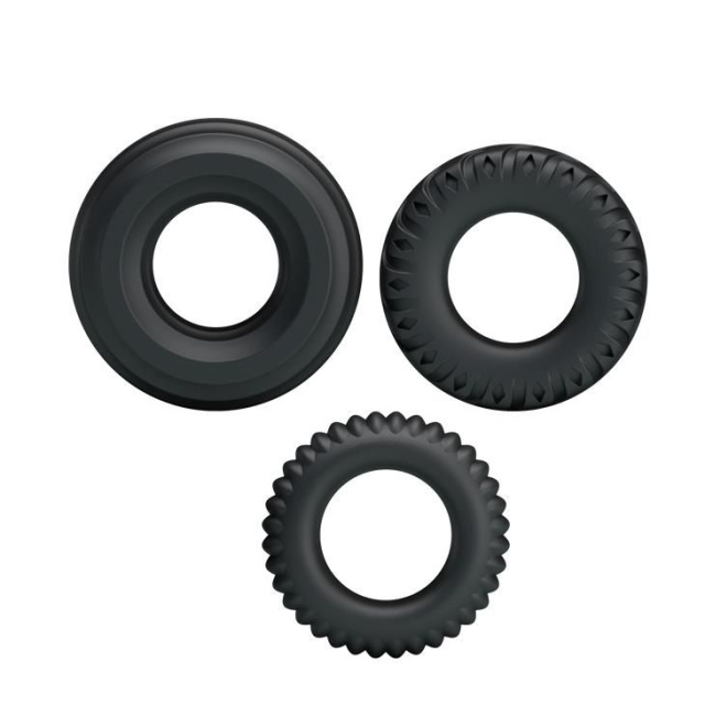 Набор эрекционных колец Baile Three Cock Rings, 3 шт (черный)
