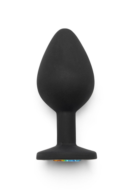 Анальна пробка з кристалом ToyJoy Rainbow Booty Jewel Medium, 8 см (чорний)