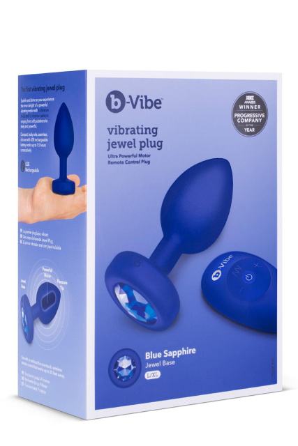 B-Vibe Vibrating Jewel Plug L/XL - Korek analny, Niebieski, 11.1 cm, L/XL