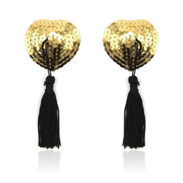 Зажимы для сосков Toyz4lovers Heart Shine Nipples Tassels (золотистый)