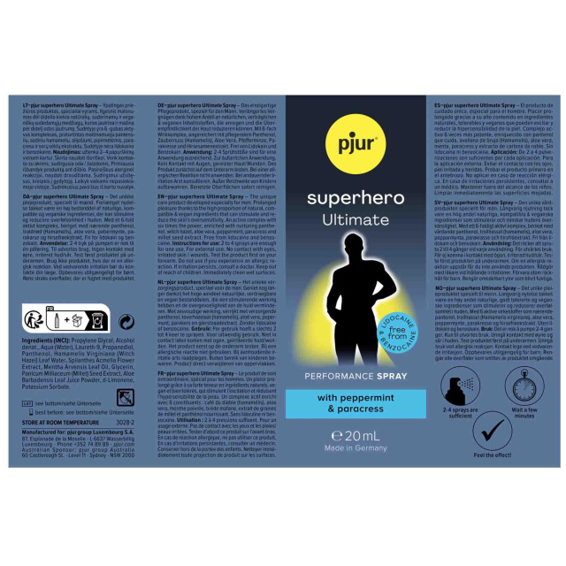 pjur Superhero Ultimate Spray - Spray przedłużający dla mężczyzn, 20 ml