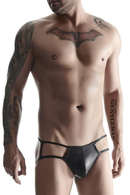 Чоловічі стрінги Regnes Fetish Planet wetlook otwartym, XL (чорний)