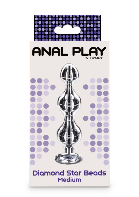 TOYJOY Anal Play Diamond Star Beads - Stymulator analny, Srebro, 11.7 cm, M