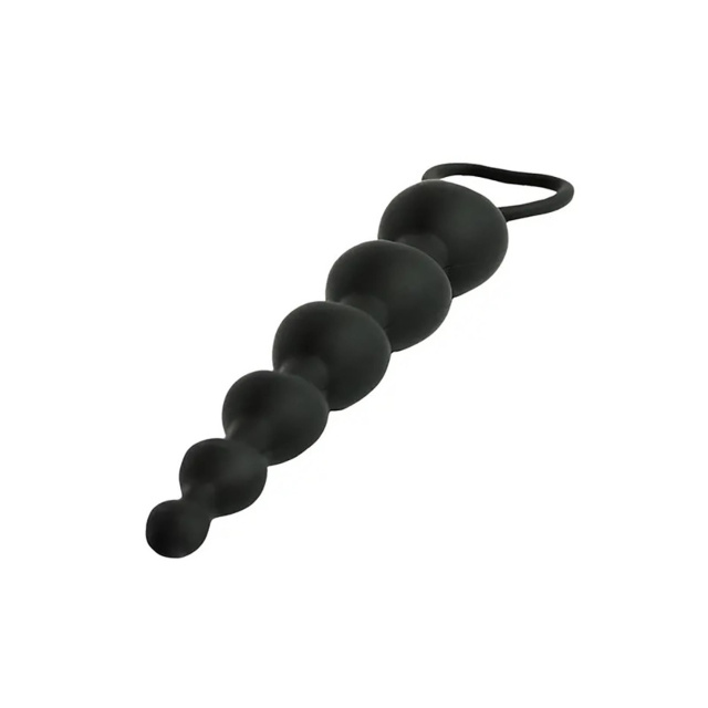 Fantasy Anal Beads Heart - Łańcuszek analny, Czarny, 18 cm