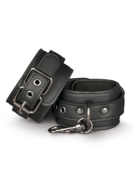 Наручники EasyToys Black Leather Handcuffs (чорний)