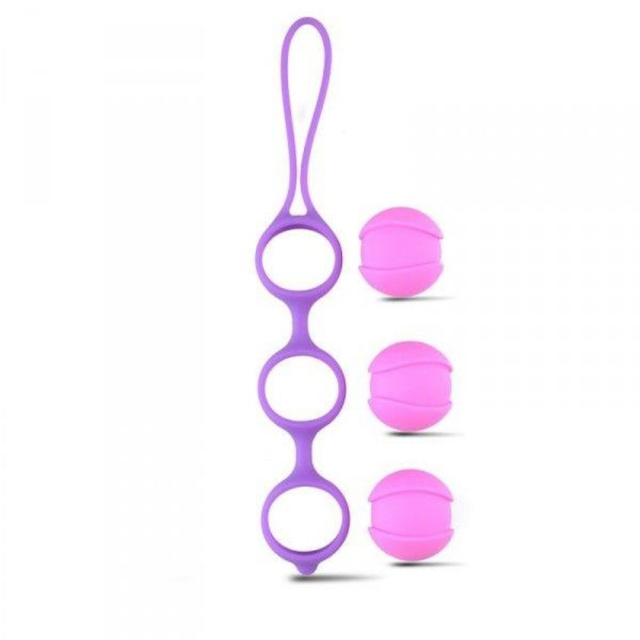 Toyz4lovers Bi-Balls Triple - Kulki gejszy, Fioletowy, 21 cm