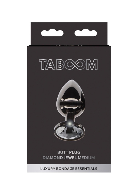 Taboom Butt Plug With Diamond Jewel M - Korek analny, Czarny, 8.2 cm, M