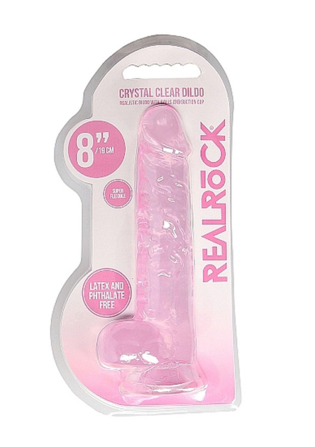 RealRock Crystal Clear - Dildo, Różowy, 21 cm