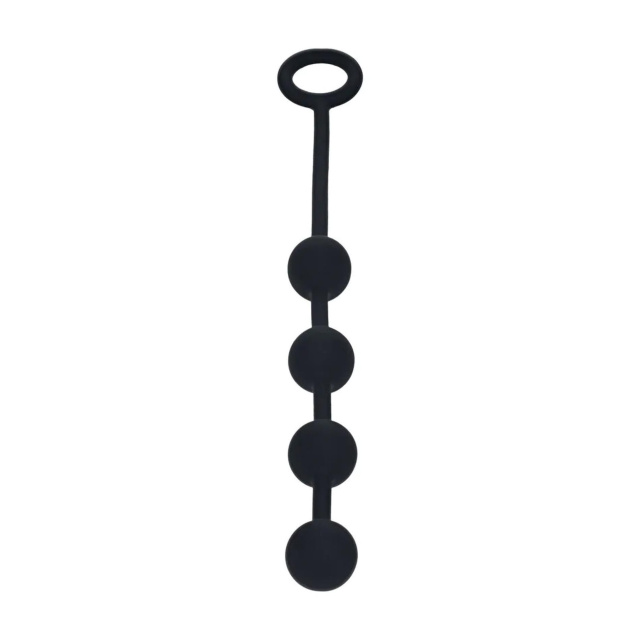 Shots Round Silicone Anal Balls - Łańcuszek analny, Czarny, 23 cm