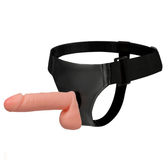 Harness Atraction Albert Strap-on Flesh - Strapon, W kolorze cielistym, 17.5 cm