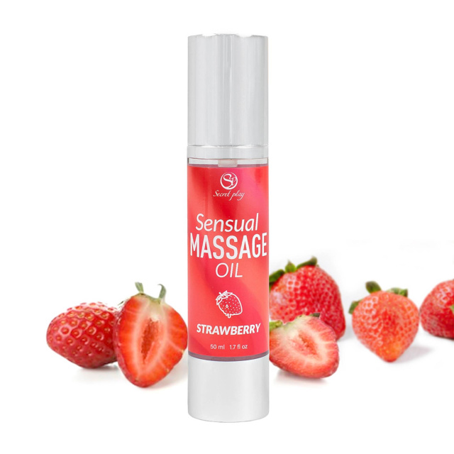 Secret Play Strawberry Massage Oil - Olejek do masażu, Truskawka, 50 ml