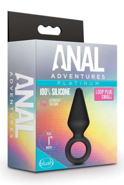 Blush Anal Adventures Platinum Loop Plug Small - Korek analny, Czarny, 7.6 cm, S