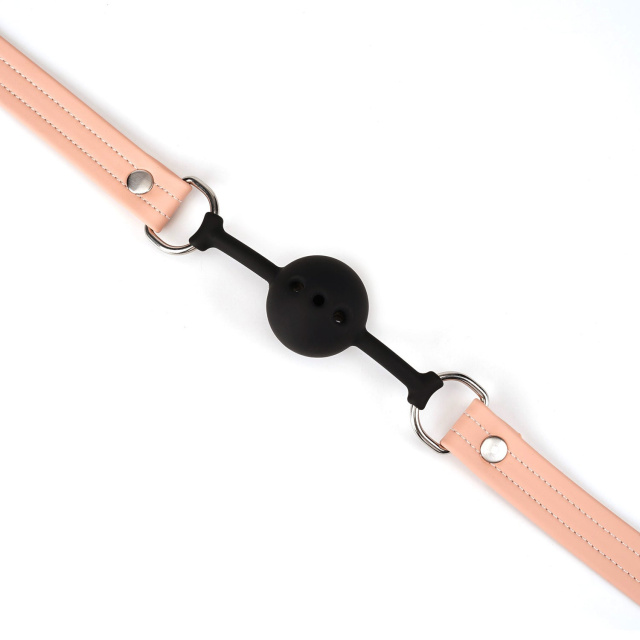 Liebe Seele Dark Candy Breathable Silicone Ball Gag - Knebel BDSM, Różowy, 46.5 cm