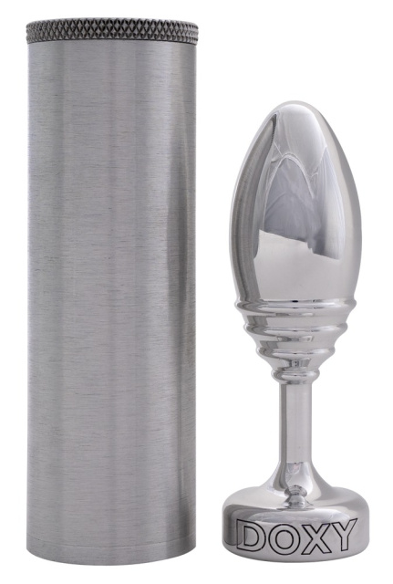 Korek analny Doxy Ribbed Butt Plug, 11 cm (srebrna)