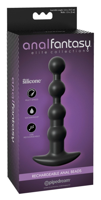 Pipedream Anal Fantasy Elite Collection Rechargeable Anal Beads - Korek analny, Czarny, 17 cm
