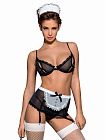 Сексуальный костюм горничной Obsessive Maidme, S/M (черный)