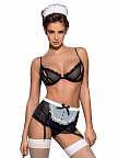 Сексуальный костюм горничной Obsessive Maidme, S/M (черный)