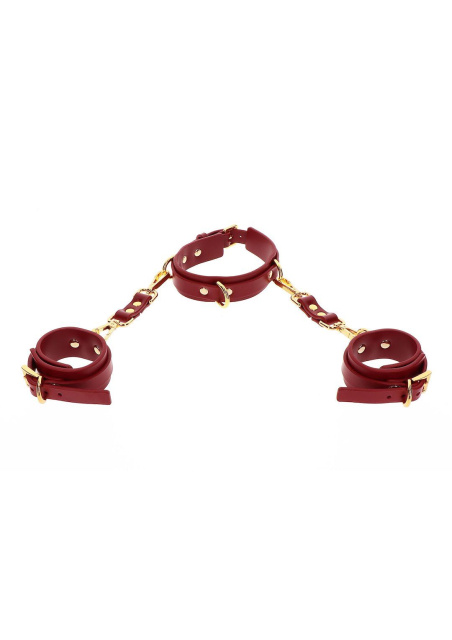 BDSM набор Taboom D-Ring Collar and Wrist Cuffs (красный)