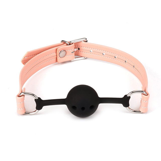 Liebe Seele Dark Candy Breathable Silicone Ball Gag - Knebel BDSM, Różowy, 46.5 cm