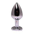 Анальная пробка Fantasy Silver Butt Plug Heart-Shaped M, 8 см (черный)
