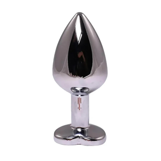 Fantasy Silver Butt Plug Heart-Shaped M - Korek analny, Różowy, 8 cm, M