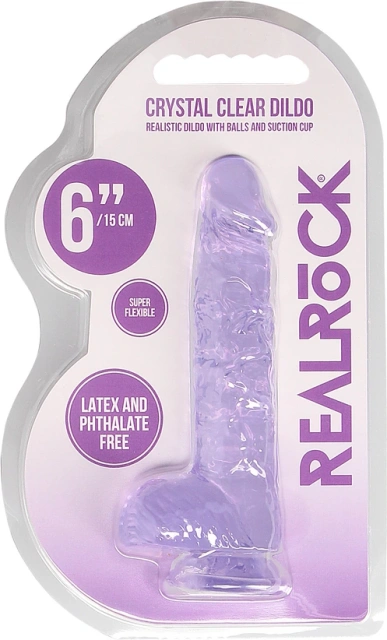 Фаллоимитатор RealRock Crystal Clear Dildo Realistic, 17 см (фиолетовый)