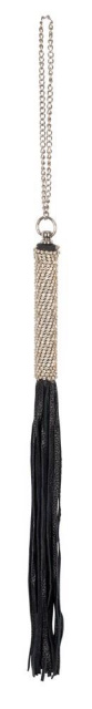 Bad Kitty Mini Whip Rhinestones - Pejcz, Czarny, 40 cm