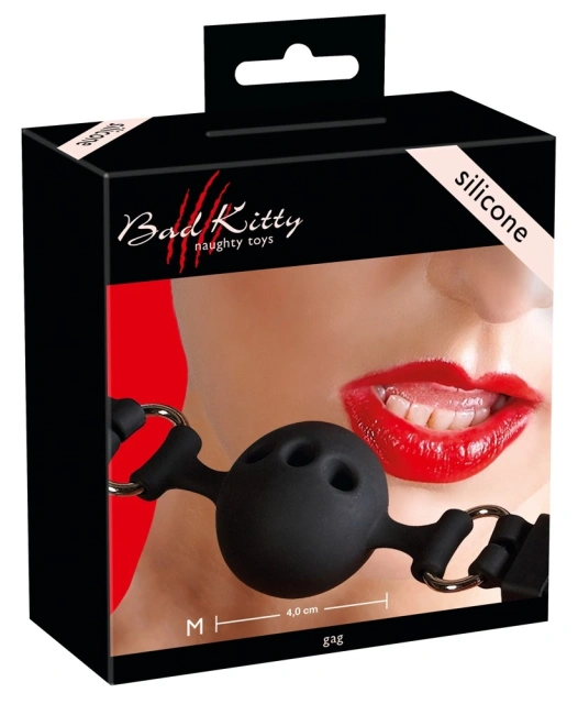 Bad Kitty Naughty Toys Gag M - Knebel z kulką, Czarny