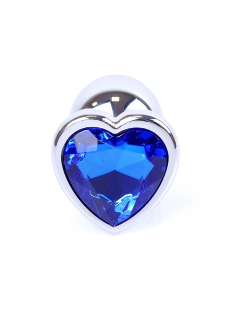 B - Series HeavyFun Jewellery Silver Heart - Korek analny, Niebieski, 7 cm