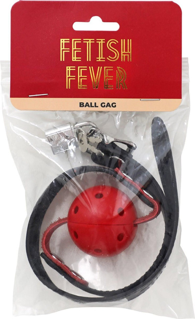 Fetish Fever Ball Gag - Knebel z kulką, Czarny-Czerwony