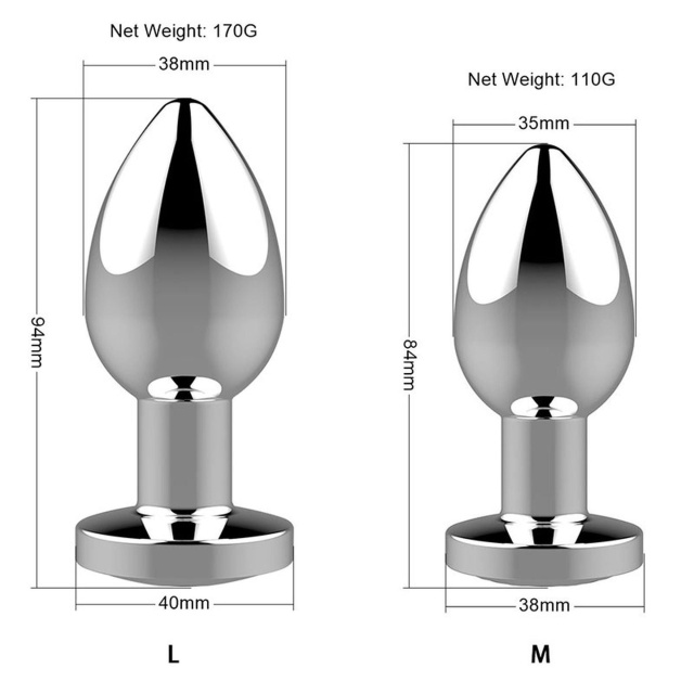 B - Series Magic Rechargeable Butt Plug - Korek analny, Srebro, 8.4 cm