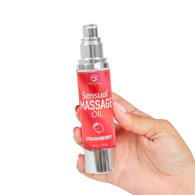 Secret Play Strawberry Massage Oil - Olejek do masażu, Truskawka, 50 ml