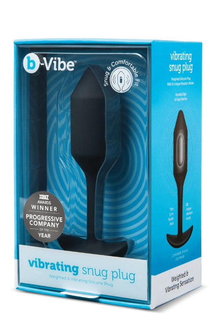 B-Vibe Vibrating Snug Plug 2 - Korek analny, Czarny, 12.4 cm