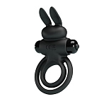 Віброкільце Pretty Love Vibro Penis Ring Bunny III, 9,7 см (чорний)