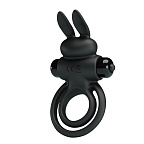 Віброкільце Pretty Love Vibro Penis Ring Bunny III, 9,7 см (чорний)