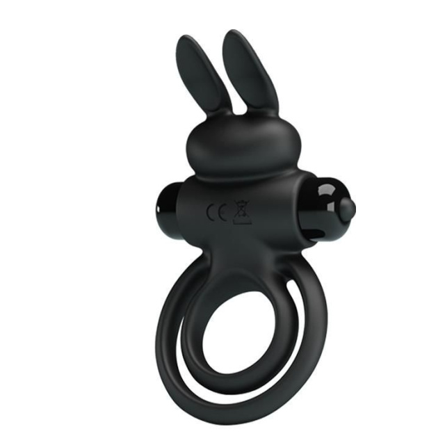 Віброкільце Pretty Love Vibro Penis Ring Bunny III, 9,7 см (чорний)