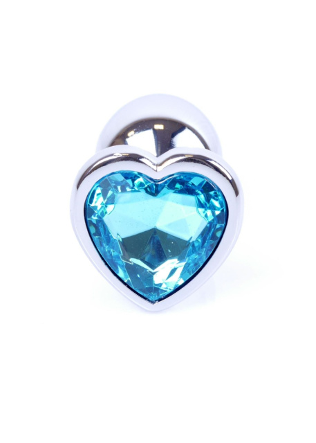 B - Series HeavyFun Jewellery Silver Heart - Korek analny, Niebieski, 7 cm