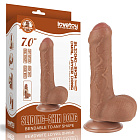 Фаллоимитатор LoveToy Sliding-Skin Dual Layer Dong 7", 18.3 см (коричневый)