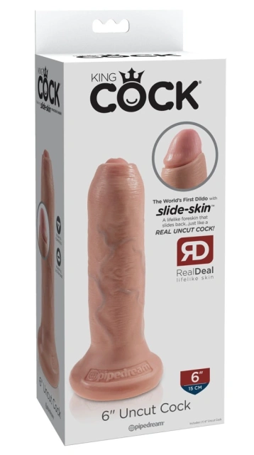 Pipedream King Cock Uncut 6 Inch - Dildo, W kolorze cielistym, 16 cm