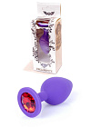Силіконова анальна пробка з кристалом Boss Jewellery Purple Medium Red Diamond, 8 см (червоний)