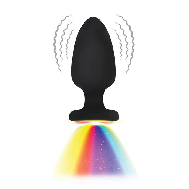 Fantasy LED Light - Korek analny, Czarny, 10 cm