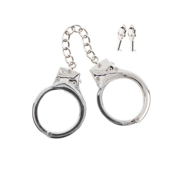 Taboom Silver Plated BDSM Handcuffs - Kajdanki, Srebro, 30 cm
