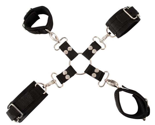 Фіксатори з наручниками Pipedream Heavy-Duty Hogtie Kit (чорний)