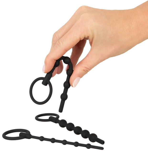 Penisplug Training Set - Stymulator cewki moczowej, Czarny, 16 cm