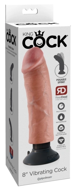 Вібратор King Cock Vibrating Cock 8 Inch, 20.3 см (тілесний)