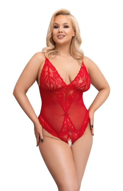 Боді Cottelli Curves otwarte, 2XL (червоний)