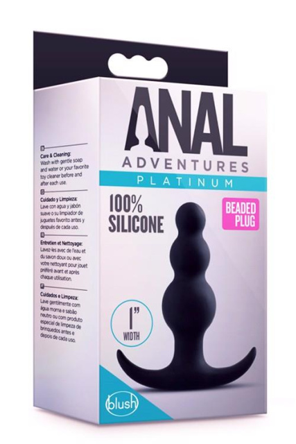 Blush Anal Adventures Platinum - Korek analny, Czarny, 7.6 cm